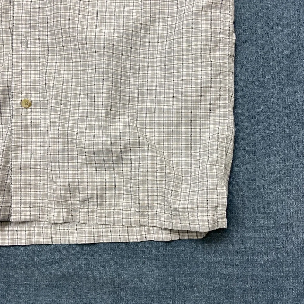 The North Face Shirt Mens Large Gray Check Mesh Lined Travel Outdoor Button Up